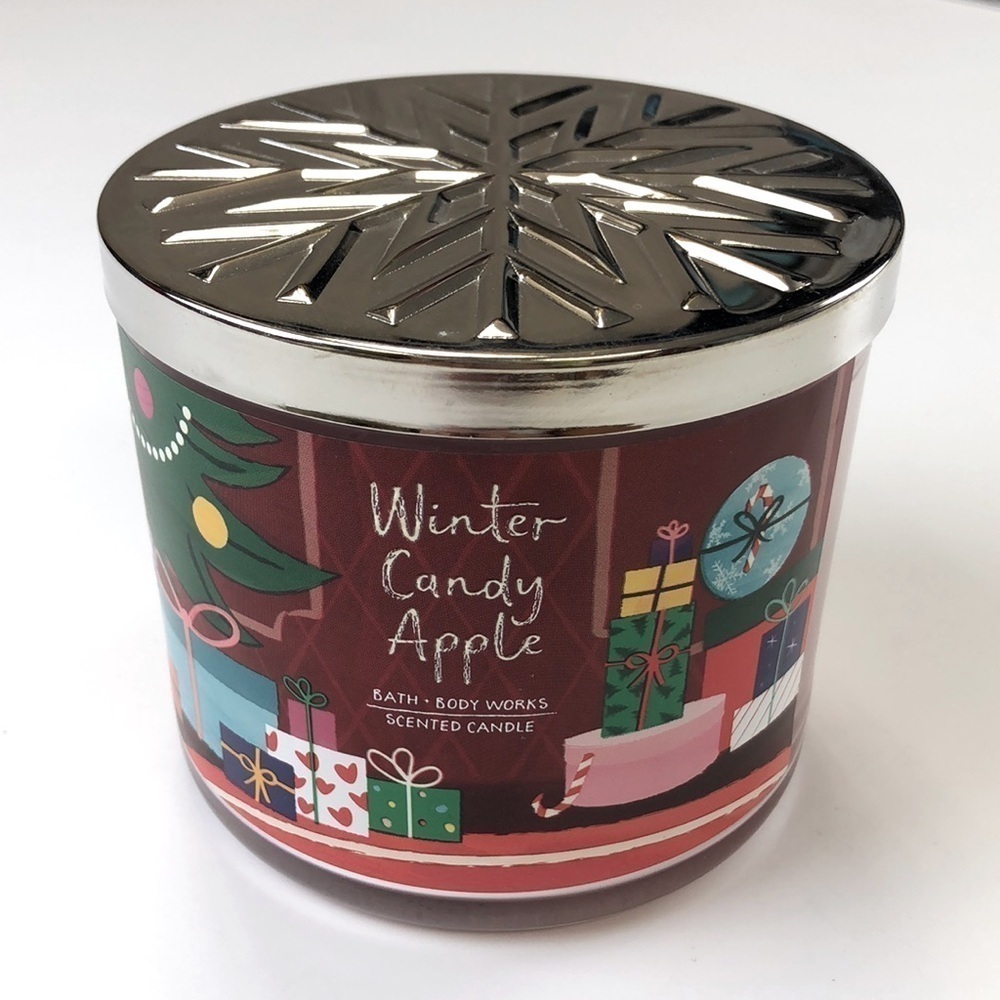 BBW Winter Candy Apple scented candle NEW with lid